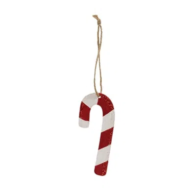 Homegifo Glittered Wooden Candy Cane Ornament 4" In Blue