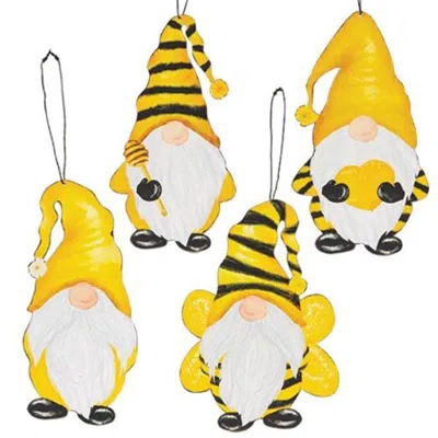 Homegifo *gnome Bee Metal Ornament 4 Asstd. In Yellow