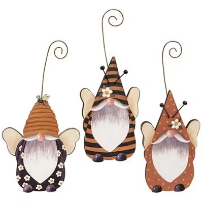 Homegifo *gnome-bee Wooden Ornament With Hanger 3 Asstd. In Multi