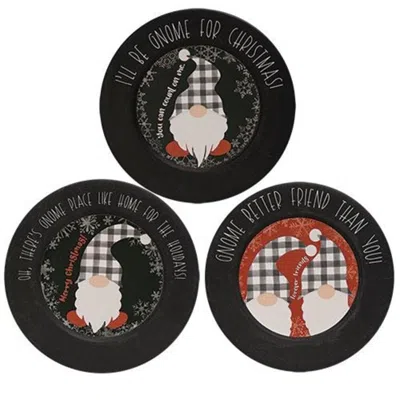 Homegifo *gnome Place Like Home Plate 3 Asstd. In Black