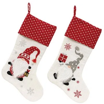 Homegifo Gnome Stocking 2 Asstd. In Red
