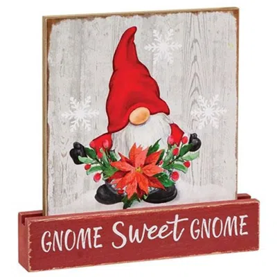 Homegifo *gnome Sweet Gnome Christmas Wood Block In Red