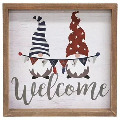 Homegifo Gnome Usa Welcome Framed Sign In Brown