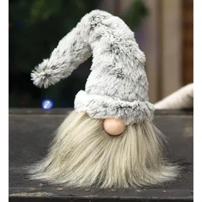 Homegifo *gnome With Gray Fur Hat In White
