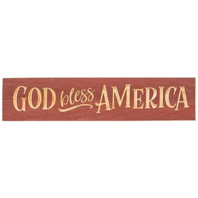 Homegifo God Bless America Engraved Sign Barn Red 24" X 5.5"
