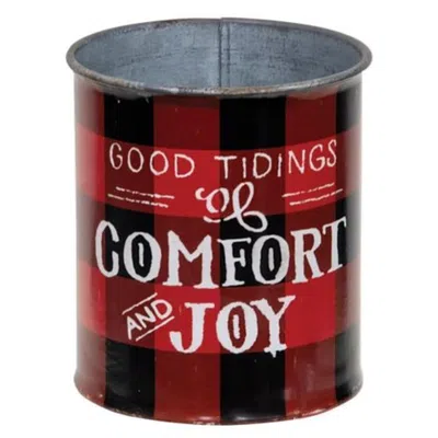 Homegifo Good Tidings Christmas Metal Bucket In Blue