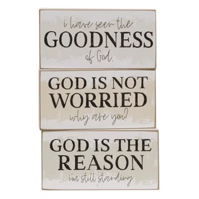 Homegifo Goodness Of God Block Sign 3 Asstd. In White