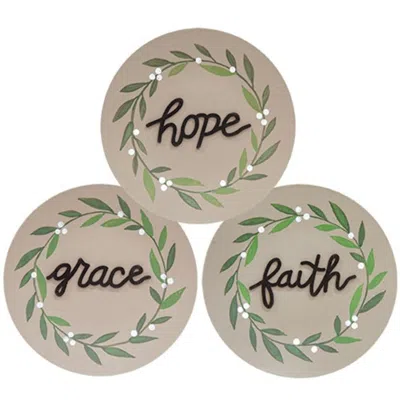 Homegifo Grace Faith Hope Vine Plate 3 Asstd. In Neutral