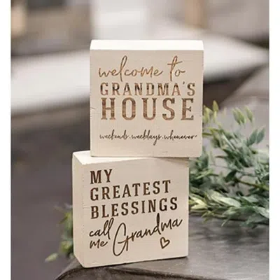 Homegifo Grandma's House Engraved Block 2 Asstd. In Neutral