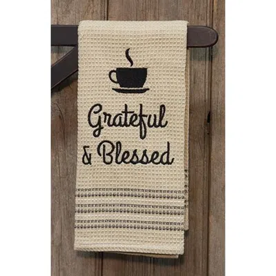 Homegifo Grateful & Blessed Dish Towel 20x28 In Neutral