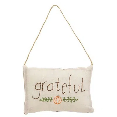 Homegifo *grateful Pillow Ornament In White