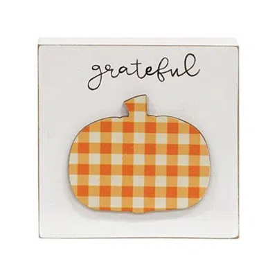 Homegifo Grateful Plaid Pumpkin Block In Orange