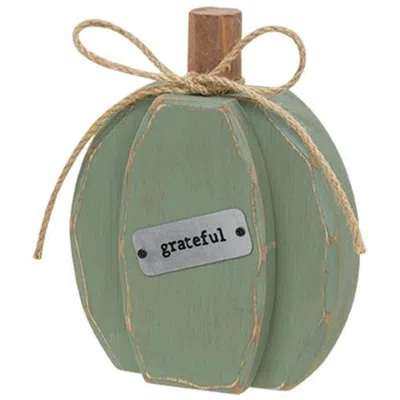 Homegifo Grateful Teal Chunky Pumpkin Sitter In Green