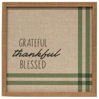 Homegifo *grateful Thankful Blessed Feed Sack Frame In Brown