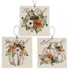 Homegifo Grateful Thankful Blessed Pumpkin Square Ornament 3 Asstd.