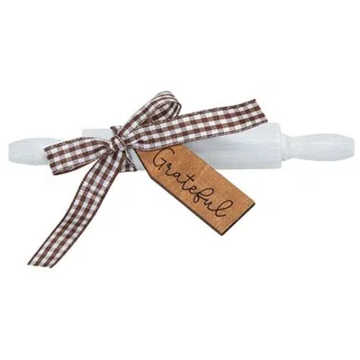 Homegifo *grateful Wooden Rolling Pin In White