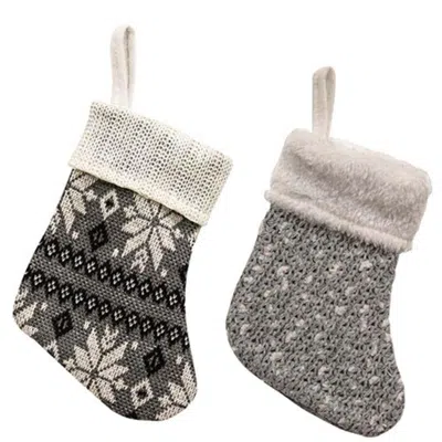 Homegifo *gray & White Mini Stocking 2 Asstd
