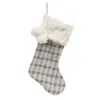 Homegifo *gray & White Plaid Stocking