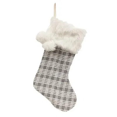 Homegifo *gray & White Plaid Stocking