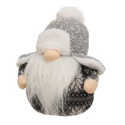 Homegifo *gray & White Trapper Hat Gnome Sitter