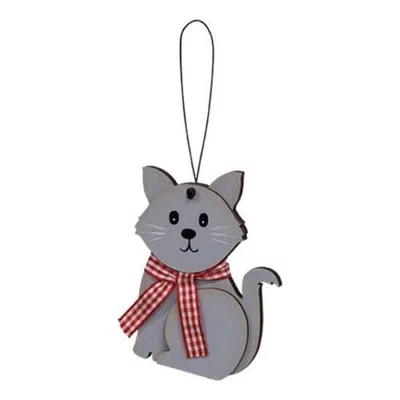 Homegifo Gray Cat With Scarf Ornament
