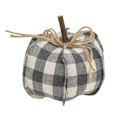 Homegifo *gray Check Stuffed Pumpkin - 4.75"