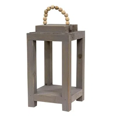 Homegifo *gray Lantern With Bead Hanger In Brown