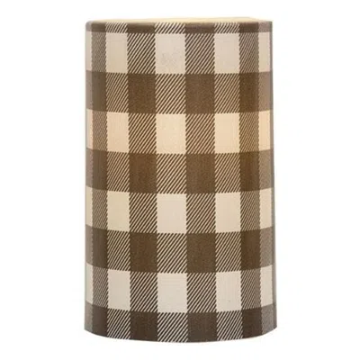 Homegifo Gray Large Check Timer Pillar - 3"x5" In Brown