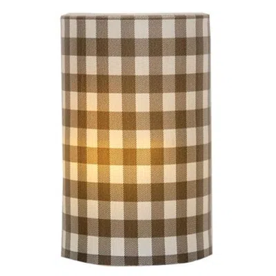 Homegifo Gray Small Check Timer Pillar - 3"x5" In Brown
