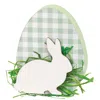 Homegifo Green & White Buffalo Check Easter Egg Sitter W/bunny