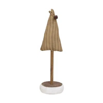 Homegifo *green Ticking Stripe Christmas Tree On Base 13"