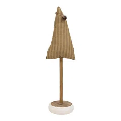 HOMEGIFO *GREEN TICKING STRIPE CHRISTMAS TREE ON BASE 13"