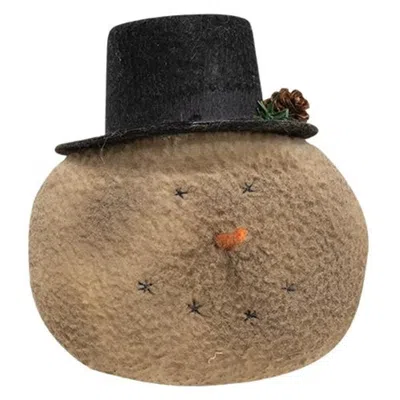 Homegifo Grungy Primitive Top Hat Snowhead Ornament In Neutral
