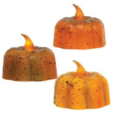 Homegifo Grungy Pumpkin Tealight 3 Asstd. In Brown