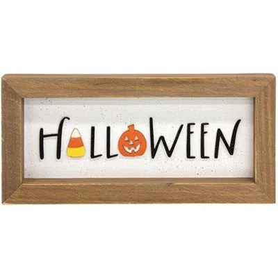 Homegifo Halloween Candy Corn & Jack Framed Sign In Brown