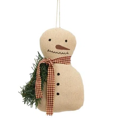 Homegifo Hanging Primitive Pine & Scarf Snowman Hanger In Neutral