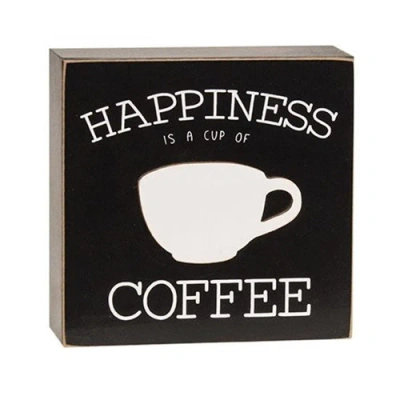 Homegifo Happiness Is A Cup Of Coffee Box Sign In Black