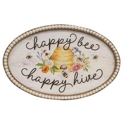 Homegifo *happy Bee Happy Hive Beaded Sign In Gray