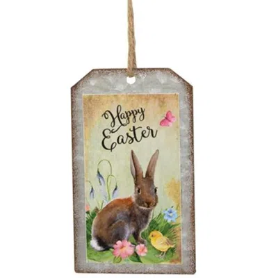 Homegifo Happy Easter Bunny Metal Tag Ornament In Multi