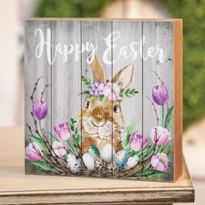 Homegifo Happy Easter Spring Floral Box Sign In Multi