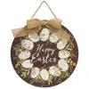 Homegifo *happy Easter Wreath Round Sign W/burlap Bow