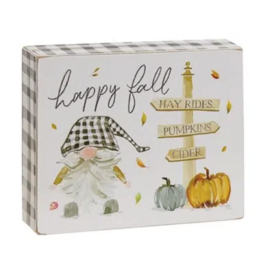 Homegifo *happy Fall Gnome Block Sign In Blue
