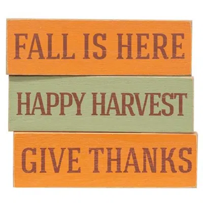Homegifo Happy Harvest Skinny Mini Block 3 Asstd. In Orange
