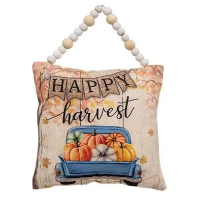 Homegifo *happy Harvest Truck Pillow Ornament In Gold