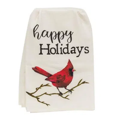 Homegifo Happy Holidays Cardinal Dish Towel In Brown