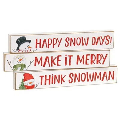 Homegifo Happy Snow Days Snowman Mini Stick 3 Asstd. In Red