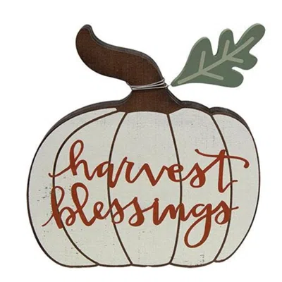 Homegifo *harvest Blessings Chunky Pumpkin Sitter In White
