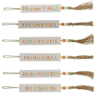 Homegifo *harvest Multi Color Beaded Wood Tag With Tassel 6 Asstd.