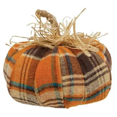Homegifo Harvest Plaid Fabric Pumpkin - 5"h In Multi