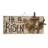 Homegifo He Is Risen Hanging Pallet Sign With Crosses